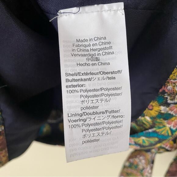 Point Sur J. Crew | Satin Crepe Paisley Floral Wrap Blouse Top V-neck Navy Large - Picture 8 of 8